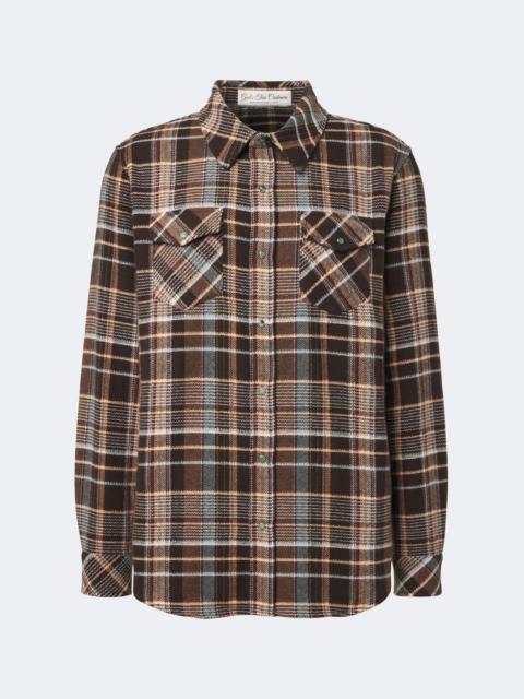 God’s True Cashmere Wilderness plaid cashmere shirt with emeralds