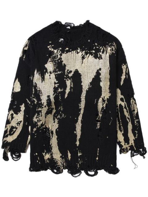 R13 painterly-print distressed jumper