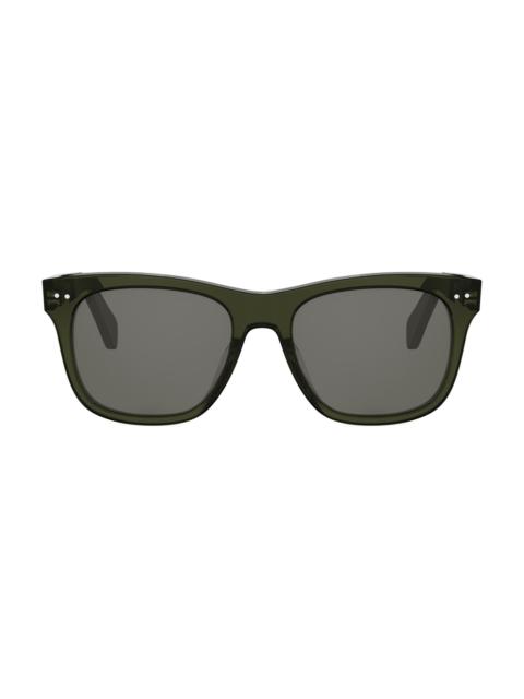 CELINE Men's Thin 54mm Square Sunglasses - Shiny Dark Green And Smoke
