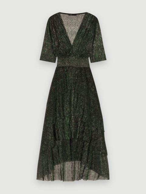 maje Metallic fiber dress with ruffles