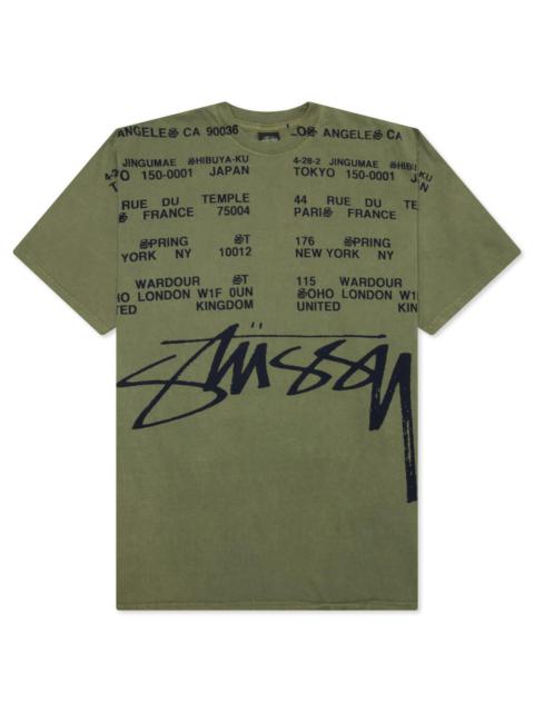 Stüssy LOCATIONS PIGMENT DYED TEE - OLIVE