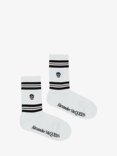 Alexander McQueen Skull Sport Socks in White/black