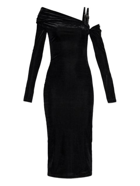 VERSACE JEANS COUTURE off-shoulder buckle midi dress