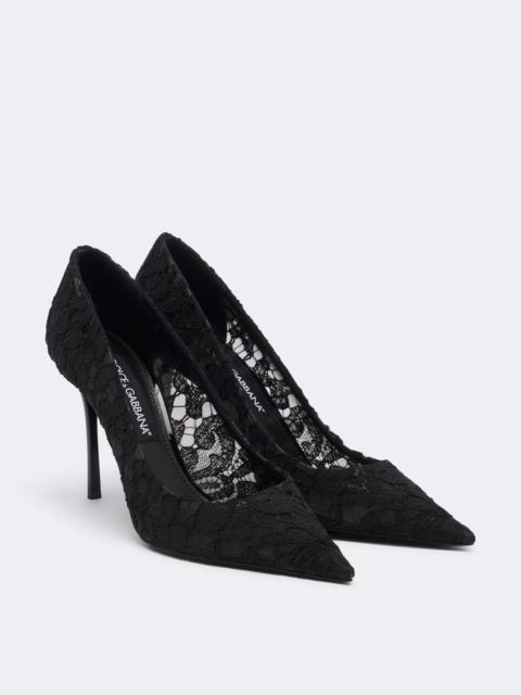 Dolce & Gabbana Leather-trimmed lace pumps