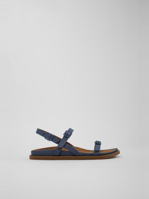 CAMPER Lluc Sandal Blue Suede Leather Sandals for Women.