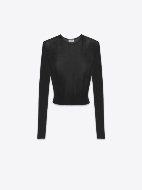 SAINT LAURENT cropped top in ribbed viscose