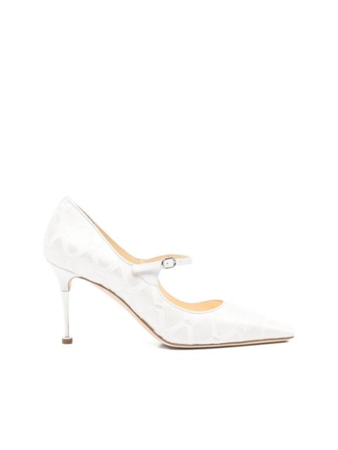 Aleka geometric-pattern strap pumps