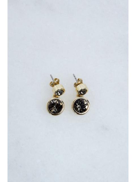 KAREN MILLEN 14kt Gold Plated Hand Set European Crystal Solitaire Drop Earrings