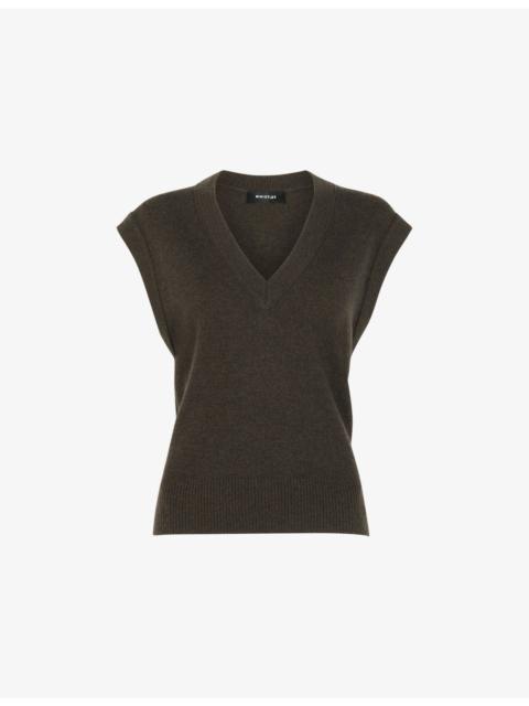 WHISTLES Sleeveless V-Neck Wool Tank