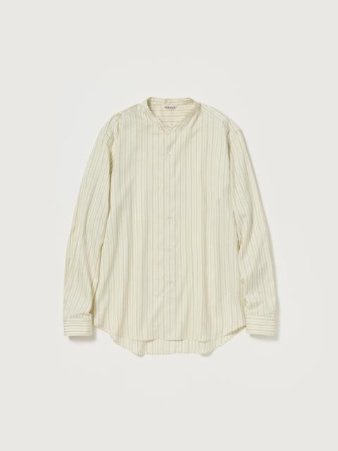 AURALEE COTTON SILK STRIPE STAND COLLAR SHIRT