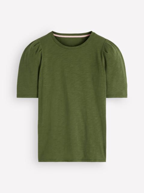 BODEN Sophie Puff Sleeve T-shirt-Brunswick Green