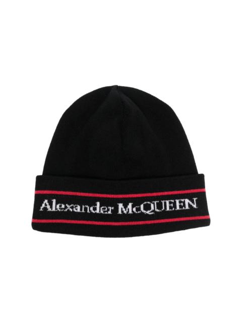 Alexander McQueen logo intarsia-knit cashmere beanie