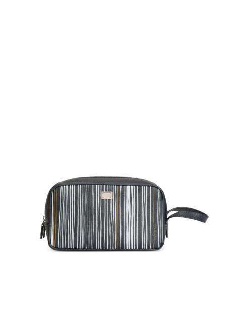 Dolce & Gabbana stripe-print toiletry bag in calfskin