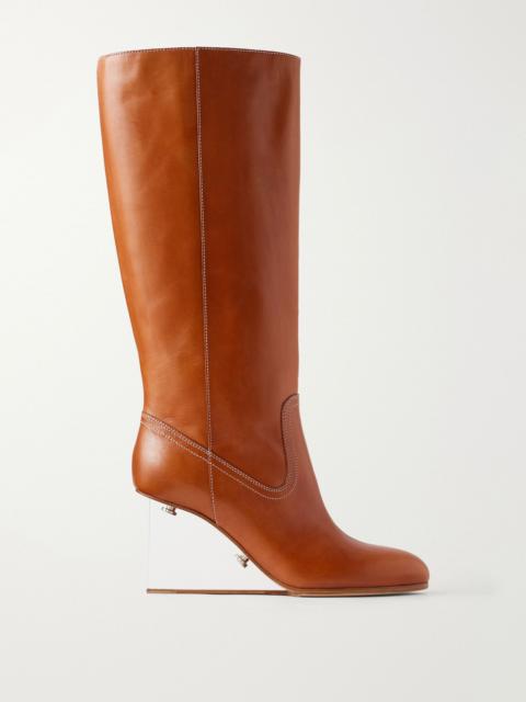 Maison Margiela Plexi Wedge 80 leather knee boots Tan