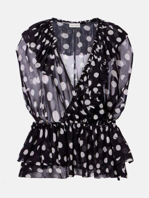 Dries Van Noten Polka-dot ruffled top