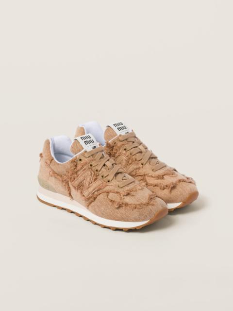 Miu Miu New Balance 574 x Miu Miu marbleized denim sneakers