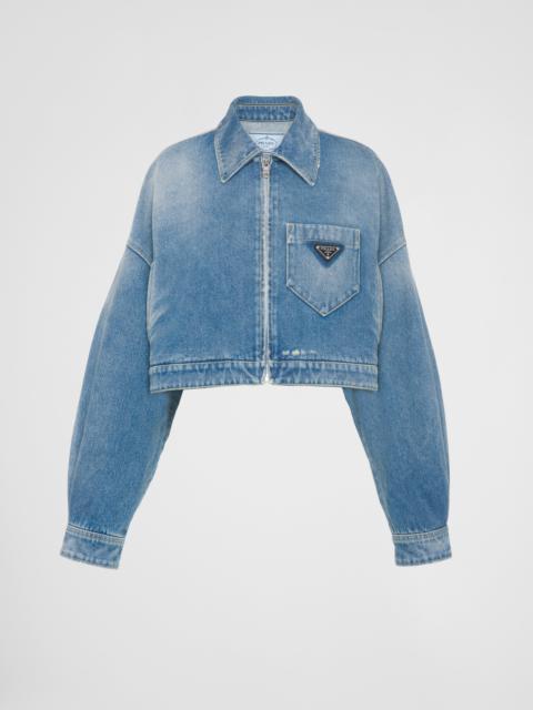 Cropped organic denim jacket