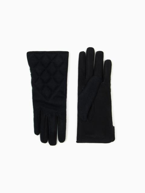 Suede and wool gloves