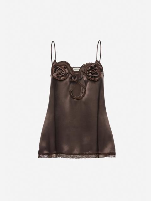 MAGDA BUTRYM Silk rose camisole in brown