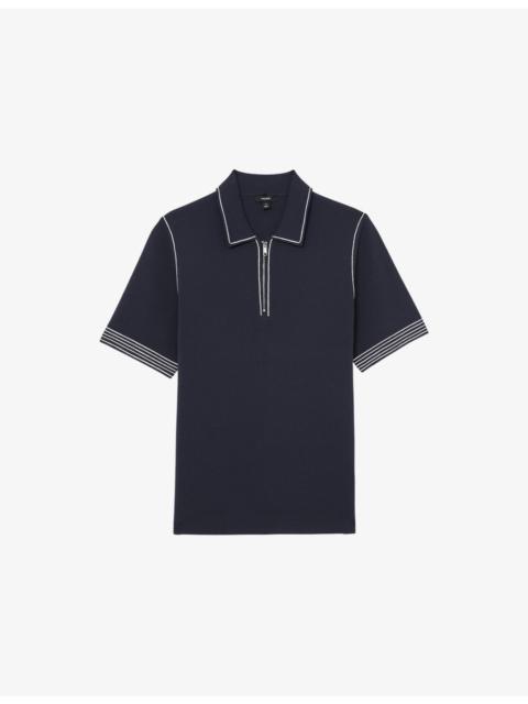 REISS Mason Half-Zip Short-Sleeve Stretch-Knit Polo