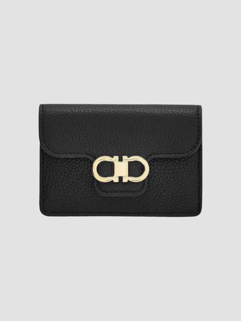 FERRAGAMO Women's Gancini Leather Key Holder - Nero Flame Red