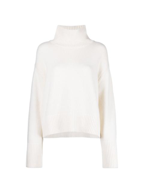 roll-neck ribbed cashmere jumper