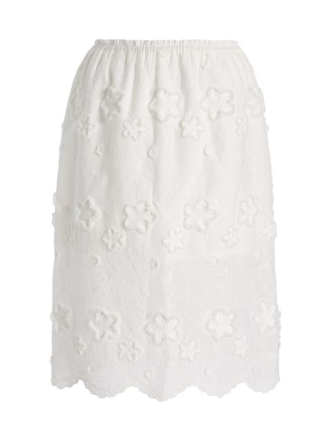 The Garment Fleur Organic Cotton Broderie Slip Skirt ivory