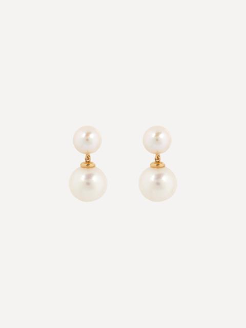 MATEO 14ct Gold Duo Pearl Dot Drop Earrings