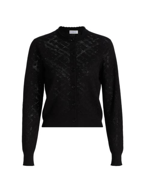 Burberry Women's Pandora Check-Knit Wool-Silk Cardigan - Black