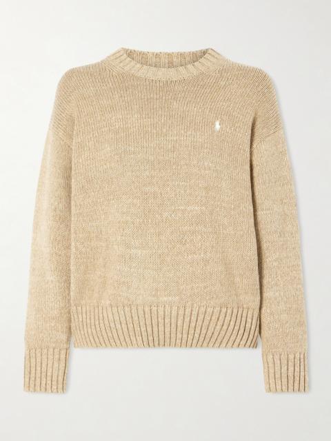 Polo Ralph Lauren Embroidered Intarsia-knit Cotton Sweater