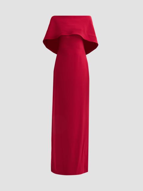 AMSALE Women's Stretch Crepe Scarf Column Gown - Crimson
