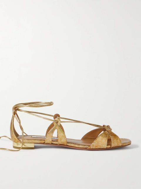 Cala di Volpe metallic snake-effect leather sandals