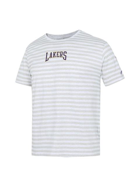 Nike Men's Nike Stripe Alphabet Printing Round Neck Pullover Short Sleeve Lakers White T-Shirt DA5872-051