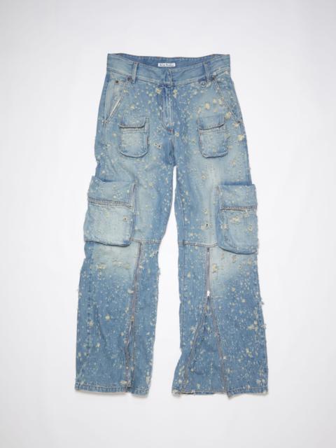 Acne Studios Distressed denim cargo trousers - Mid blue