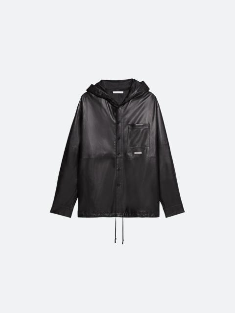 Helmut Lang LEATHER HOODIE SHIRT