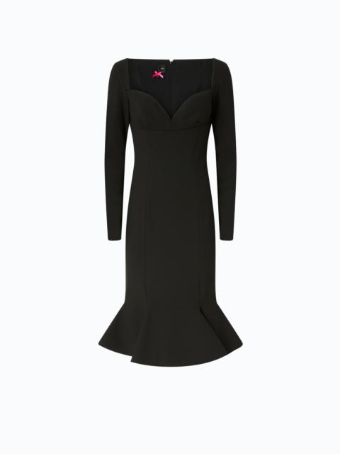 PINKO SLIM-FIT MIDI DRESS WITH SWEETHEART NECKLINE AND RUFFLES