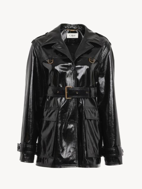 Chloé BELTED JACKET IN SHINY COATED COTTON