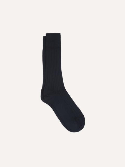 Drake's Navy Cotton Mid-Calf Socks