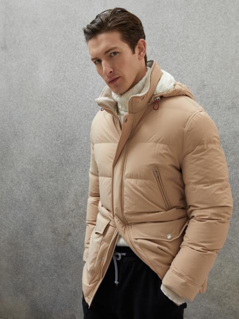 Brunello Cucinelli Bonded nylon down coat with detachable hood