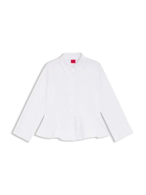 HUGO SLIM-FIT BLOUSE IN COTTON WITH PEPLUM HEM