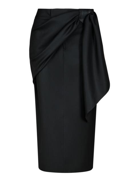 Johanna Ortiz Rugged Fusion Wool Midi Skirt black