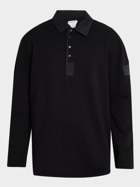 Bottega Veneta Men's Cotton Fleece Polo Sweater