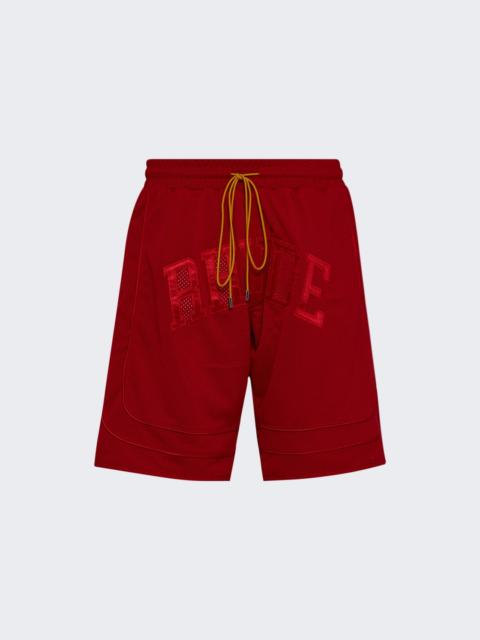 Rhude Baggy Mesh Collegiate Logo Shorts Red