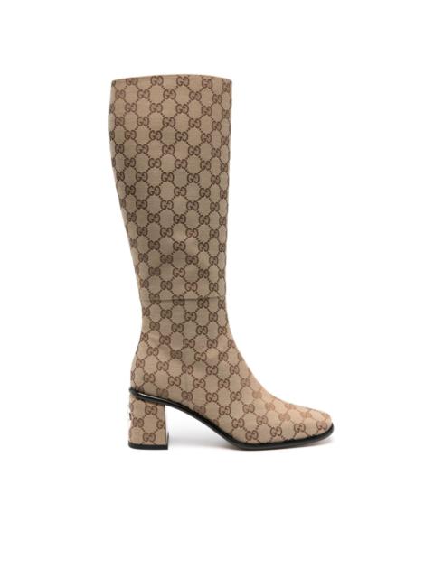 GUCCI GG Supreme-canvas knee-high boots