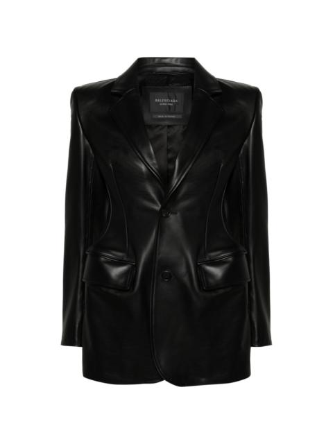 structured leather blazer