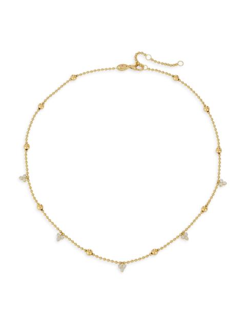 ROBERTO COIN Women's Love By The Yard 18K Yellow Gold & 0.49 TCW Diamond Beaded Station Necklace - Yellow Gold