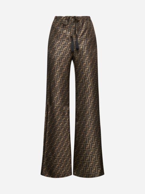 FENDI FF print silk trousers