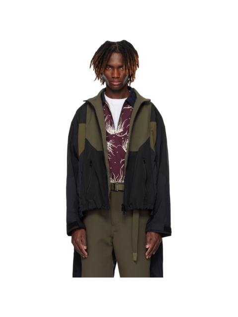 sacai Khaki & Navy Matelasse Twill Mix Jacket