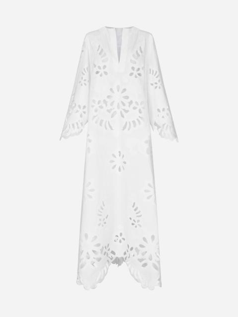 Long cotton caftan with cut-out detailing