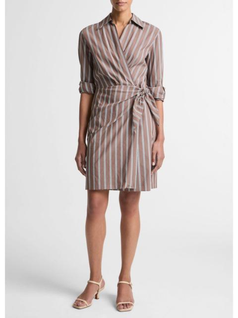 Vince Striped Cotton-Blend Wrap Dress